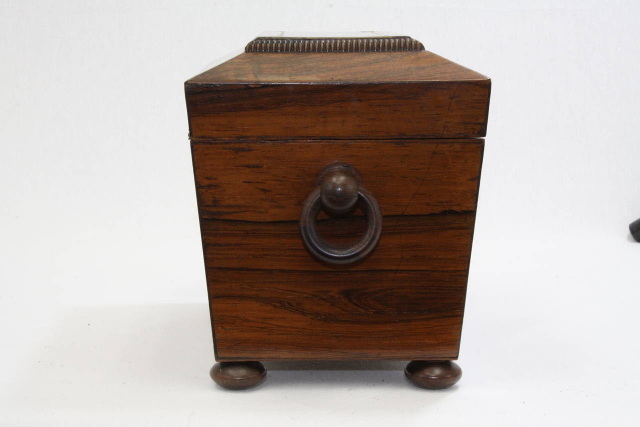 Rosewood 1860 George III Style Inlaid Double Tea Caddy For Sale 1