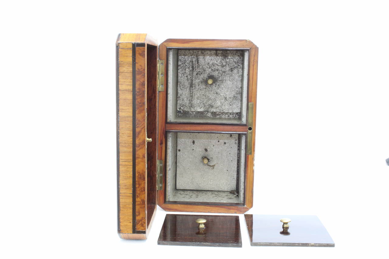 Mid-19th Century 1860s George III Style Exotic Wood Double Tea Caddy For Sale