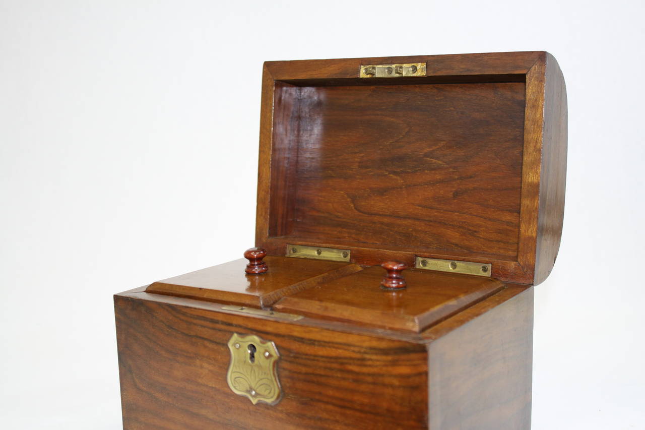 Late 19th Century 1870s Dome Top Walnut Tea Caddy with Key