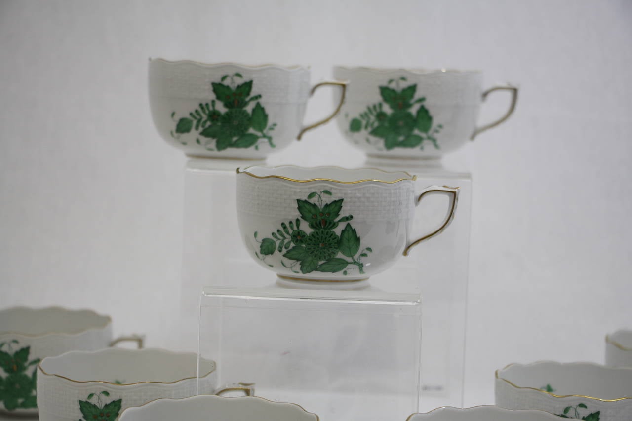 Herend Chinese Bouquet Green Tea or Coffee Cups