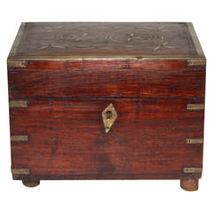 Brass Inlaid Rosewood Scents or Medicine Box