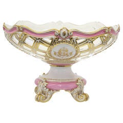 Antique Old Paris Pompadour Pink Centerpiece Bowl with Crest