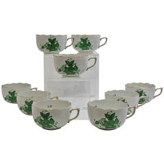 Retro Herend Chinese Bouquet Green Tea or Coffee Cups