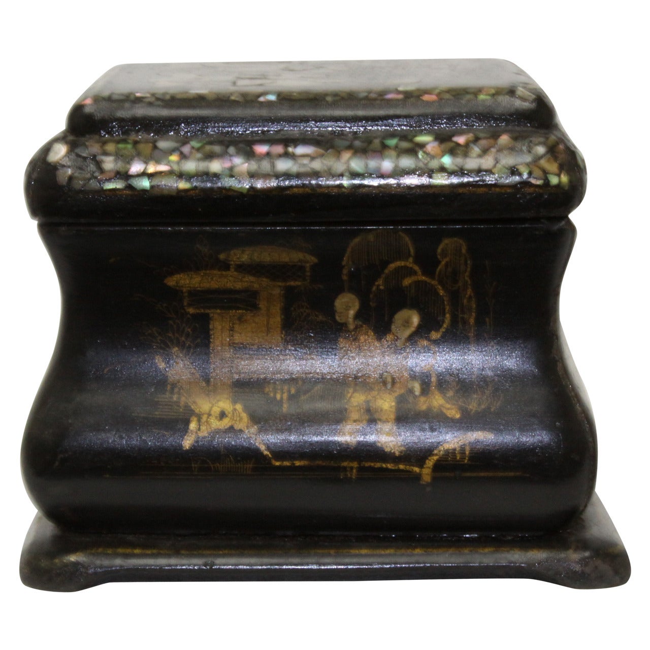 Asian Mother-of-Pearl Chinoiserie Tea Caddy For Sale