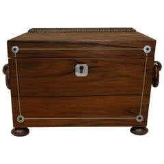 Rosewood 1860 George III Style Inlaid Double Tea Caddy