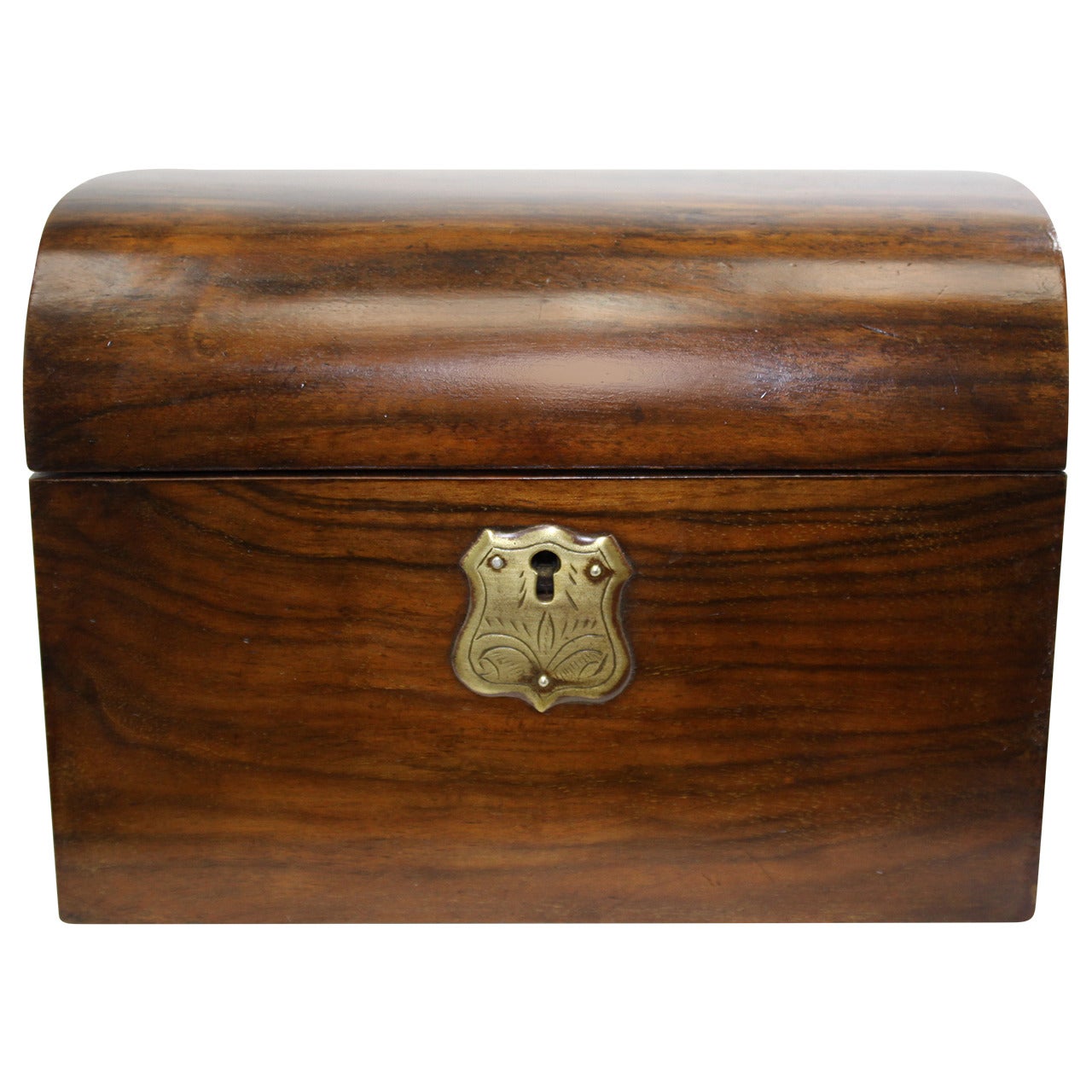 1870s Dome Top Walnut Tea Caddy with Key