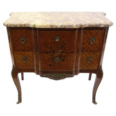 Louis XVI Parquetry Inlaid Marble Top Commode