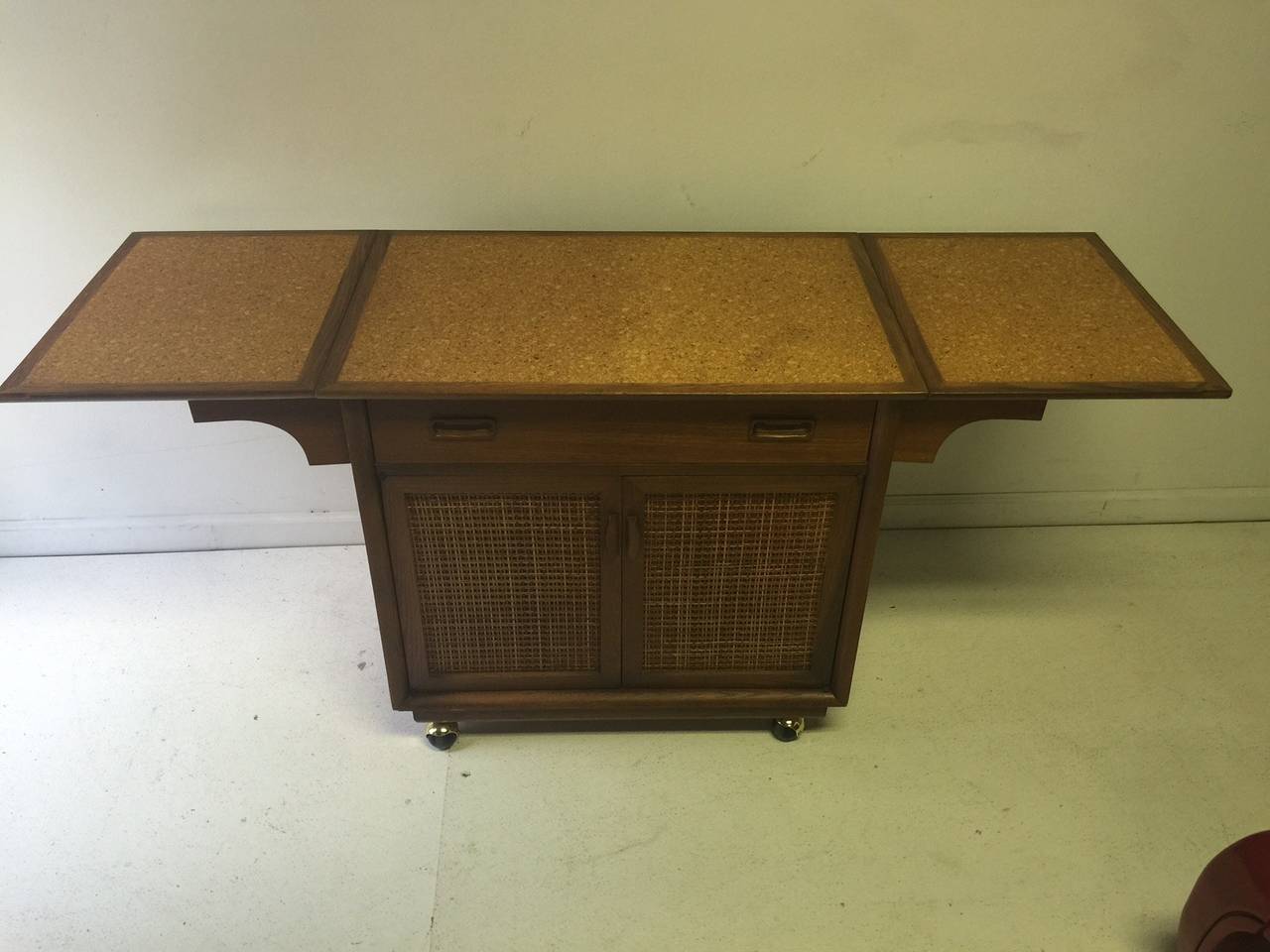 Mid-Century Modern Midcentury Flip-Top Rolling Bar Cart