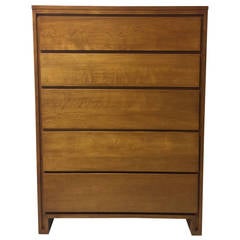 Vintage Russel Wright for Conant Ball Chest of Five Drawers, Solid Maple