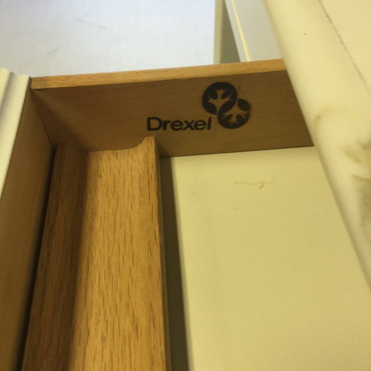 Drexel Lacquered Desk with Carrara Marble Top In Excellent Condition In Raleigh, NC