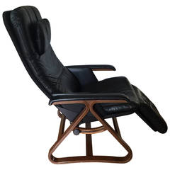 Danish Style Leather Recliner, Midcentury Modern