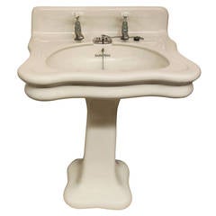 Vintage Baronial Crazed Porcelain Pedestal Sink