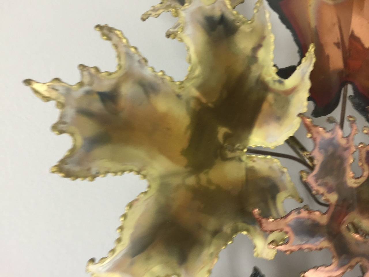 Curtis Jere Maple Leaf Spray Wall Sculpture In Excellent Condition In Raleigh, NC