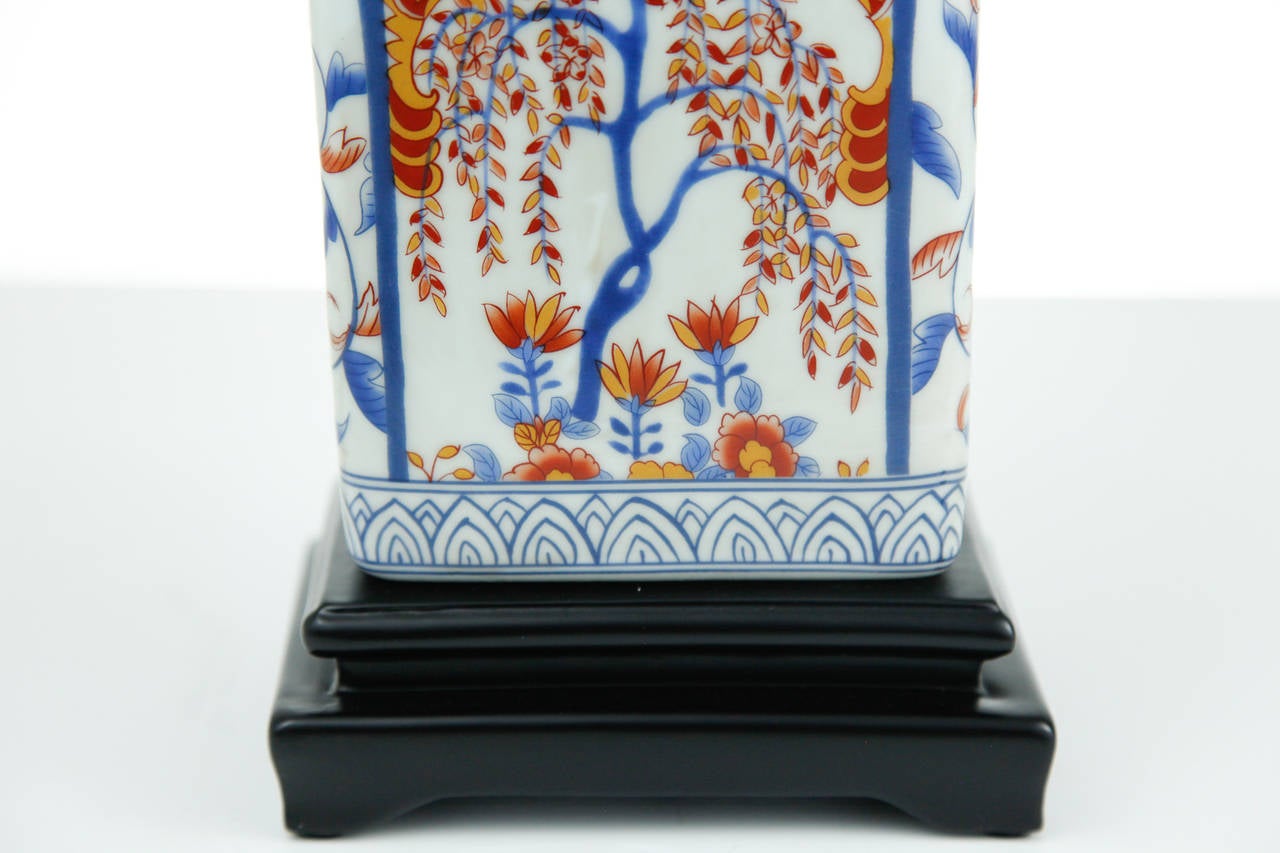 Fired Imari Tea Caddy Lamp For Sale