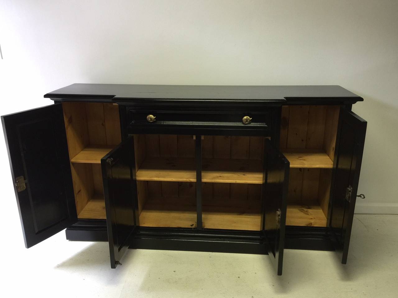 Late 20th Century Pine Black Lacquered Sideboard