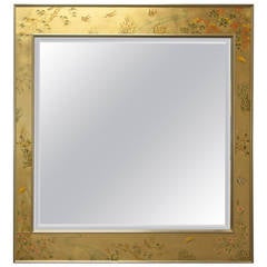 Fabulous Mid-Century Modern Églomisé Labarge Chinoiserie Decorated Mirror