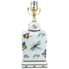 Chinese Floral Tea Caddy Lamp