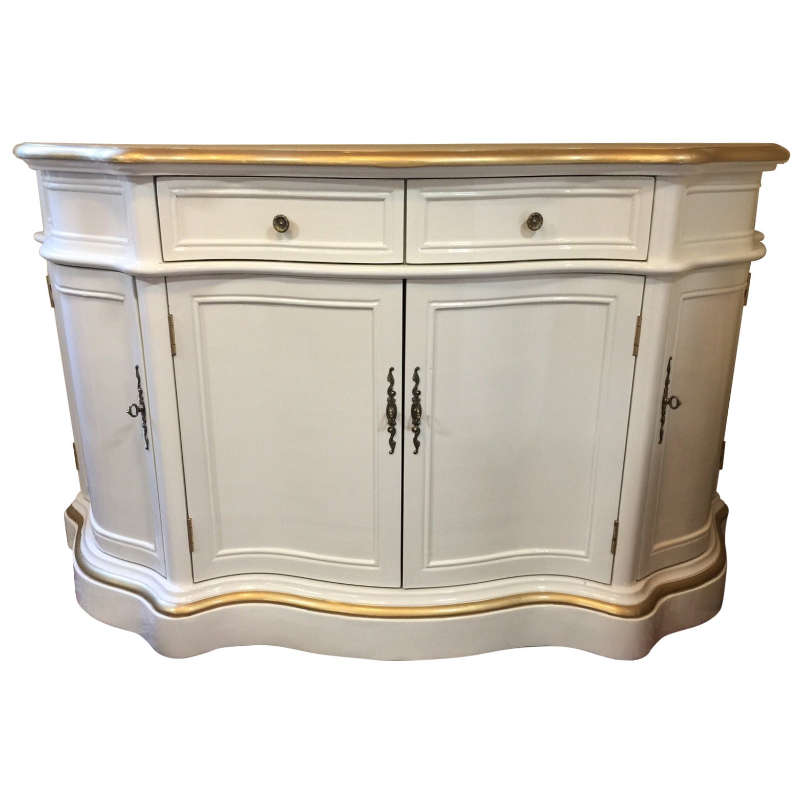 Curvy Lacquered Sideboard in Cream and Gold
