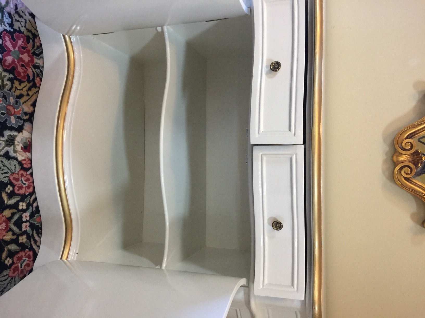 Late 20th Century Curvy Lacquered Sideboard in Cream and Gold