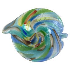 Murano Glass Multicolored Bowl with Gold Flecks