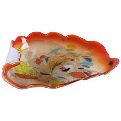 Murano Glass Bowl in Brilliant Orange and Multicolor