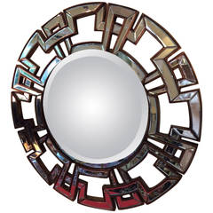 Greek Key Mirror with Brass