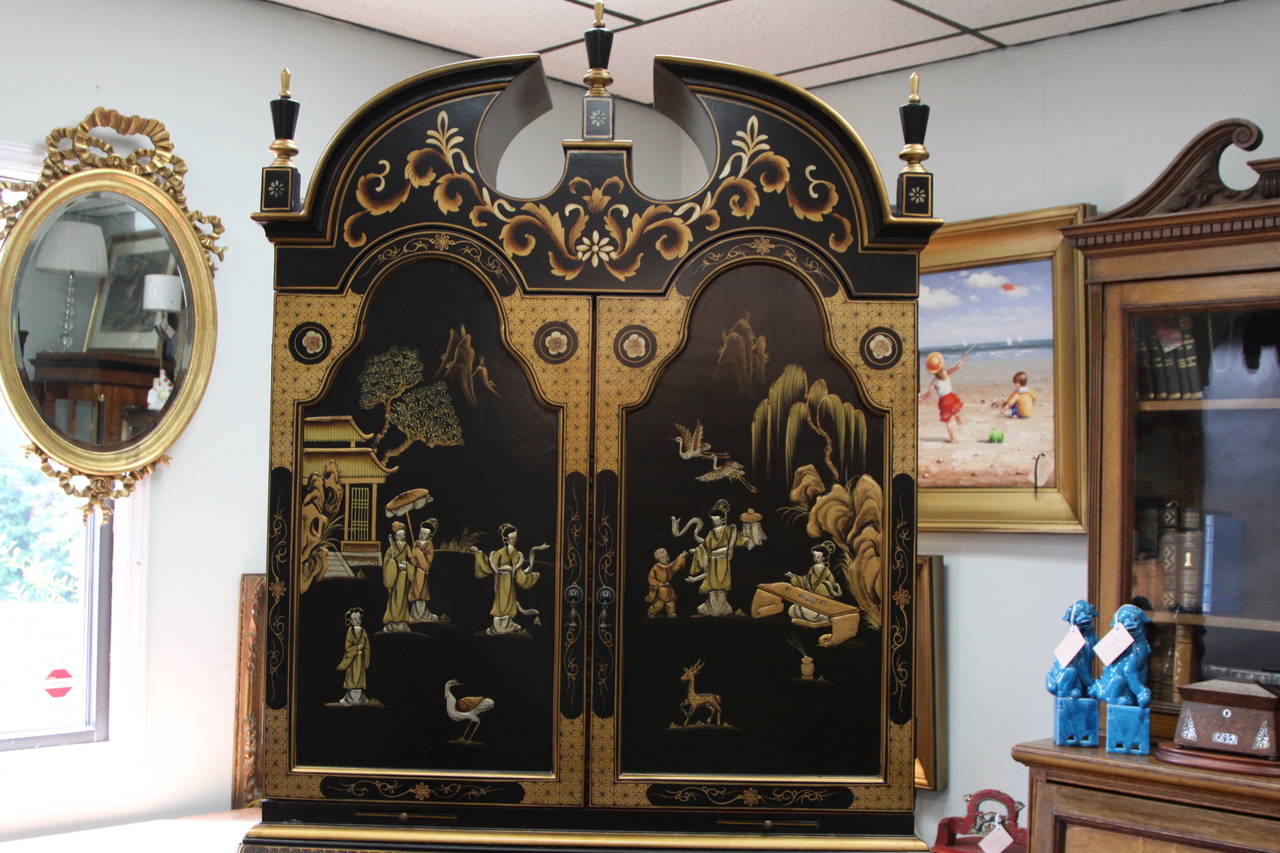 Maitland Smith Queen Anne Style Chinoiserie Secretary Desk