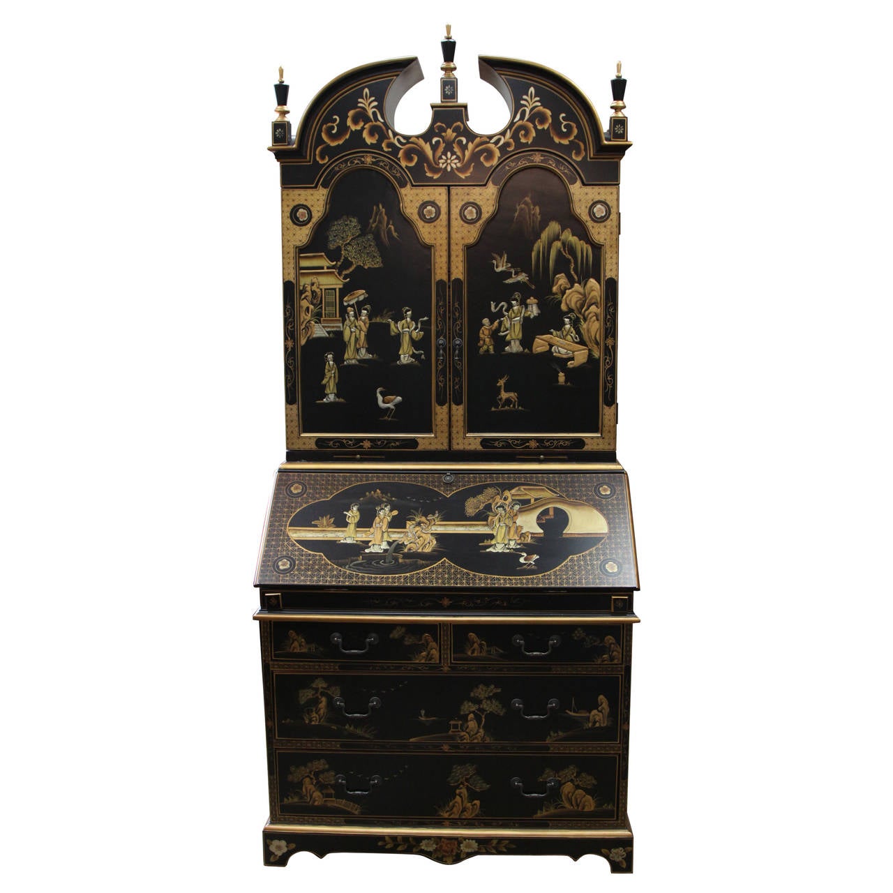 Maitland Smith Queen Anne Style Chinoiserie Secretary Desk At 1stdibs Maitland Smith Queen Anne Style Chinoiserie Secretary Desk For