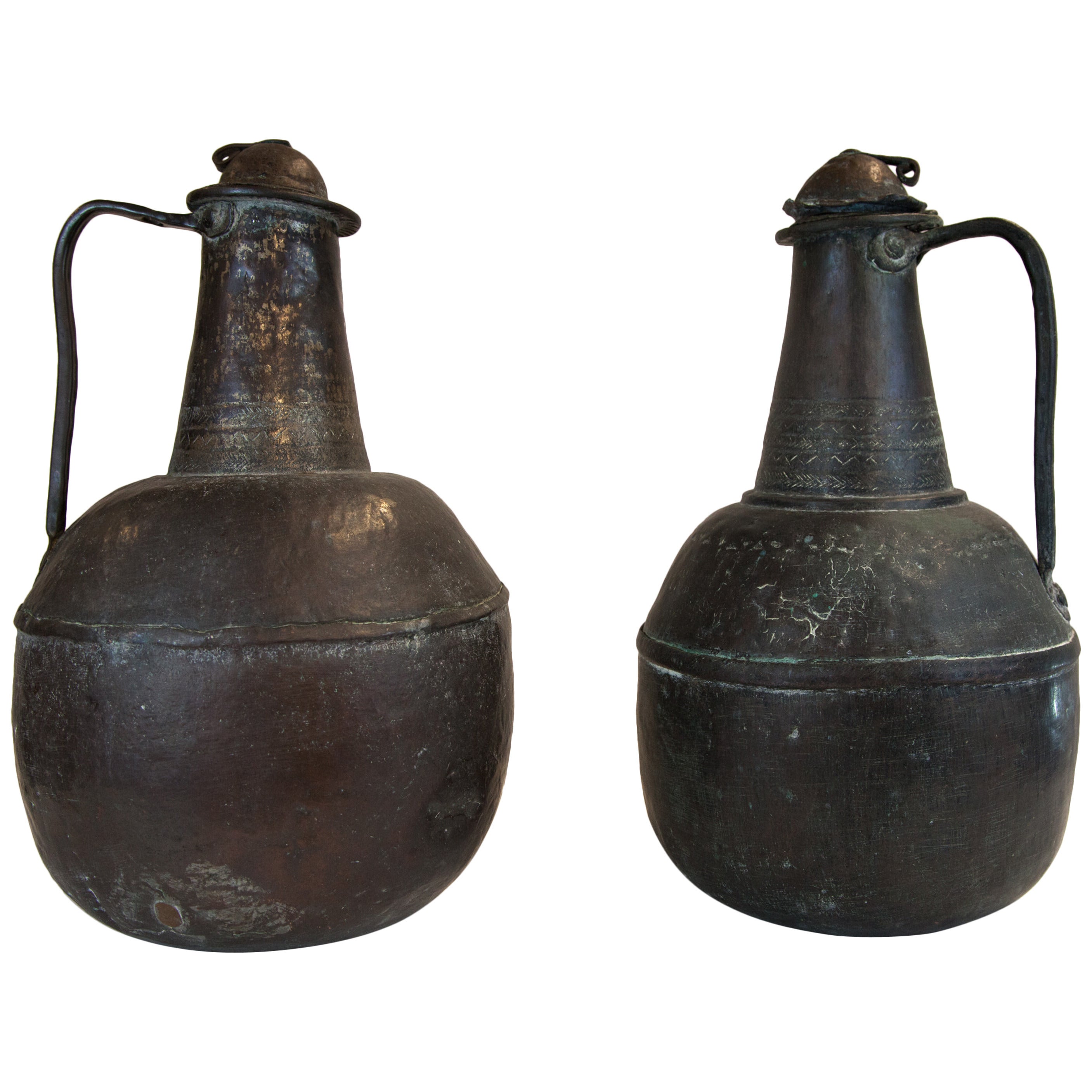 Late 19th century Moroccan Copper Water Jugs