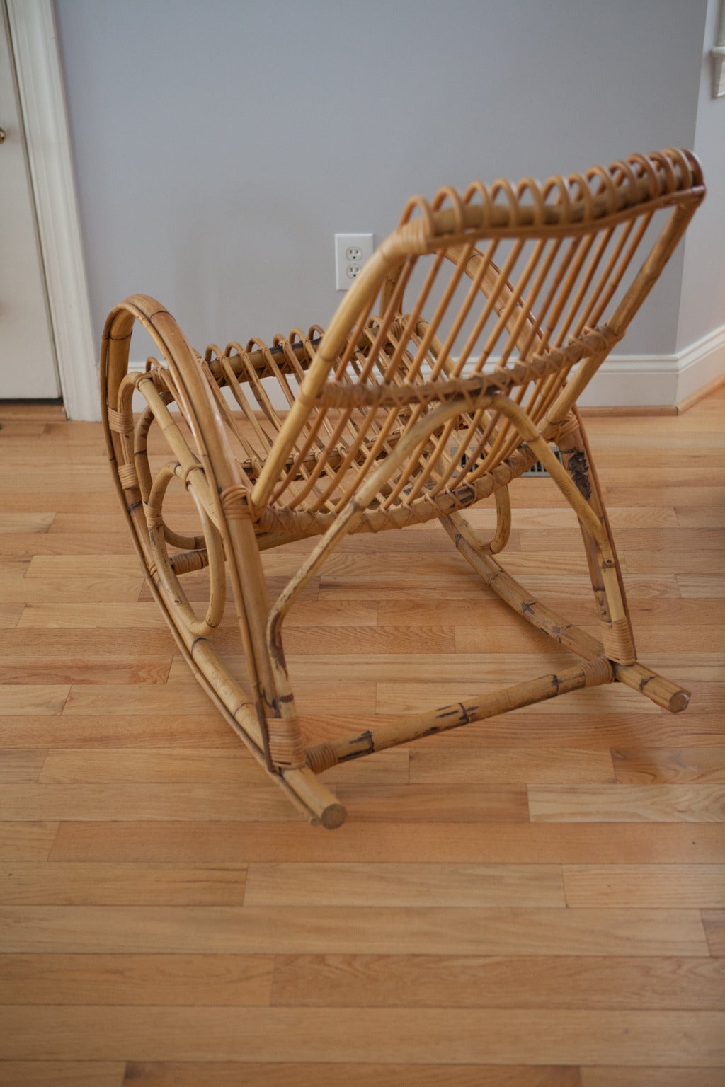 Franco Albini Style Rattan Rocking Chair 2