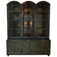 Mid-Century Black Lacquered Cabinet by Kroehler