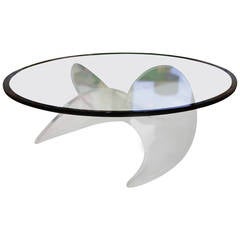 Knut Hesterberg Glass and Lucite Propeller Coffee Table