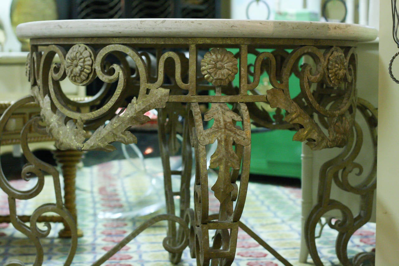 20th Century Gilded Limestone-Top Table