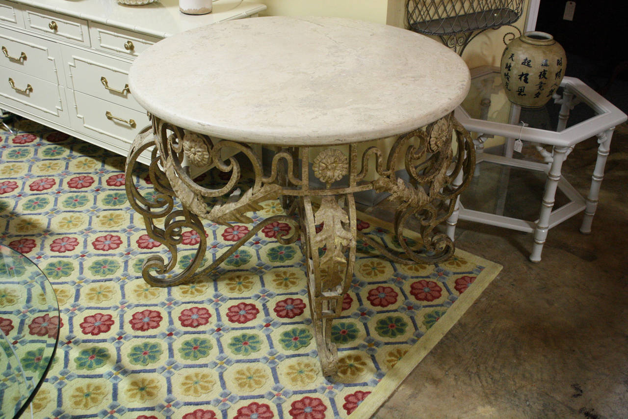 Gilded Limestone-Top Table In Excellent Condition In Raleigh, NC