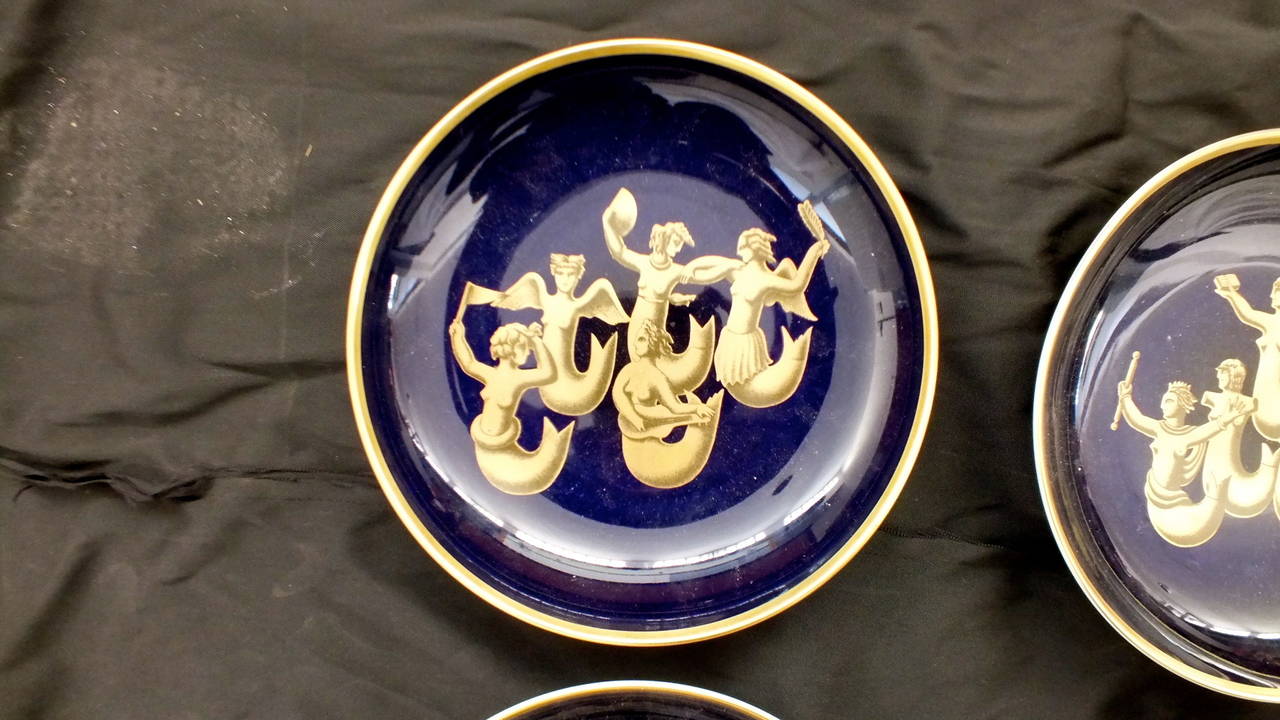 Porcelain Spectacular the Marine Walk of the Sirens Gio Ponti Re-Editioned Plates For Sale
