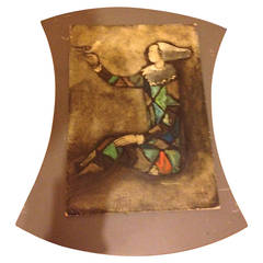 Harlequin on Wooden Table Oil Painting by Antonio Menegazzo into Art Amen Harlequin on Wooden Table Oil Painting by Antonio Menegazzo into Art Amen