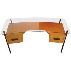 Vintage French Curved Desk by Jacques Hitier