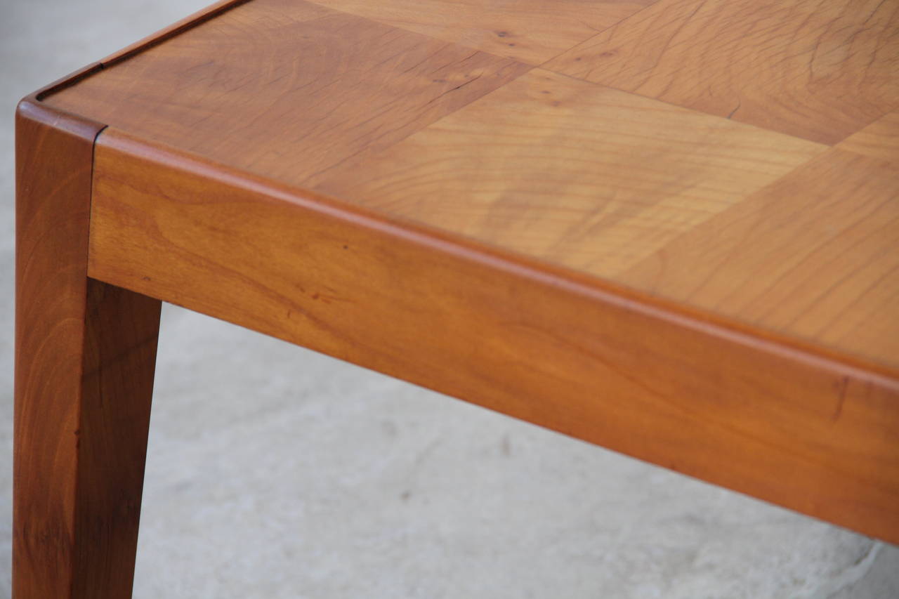 Marquetry top for this nice coffee table in wild cherry.