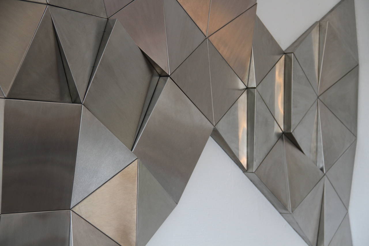 French 1970 Stainless Steel Modular Wall Sculpture For Sale