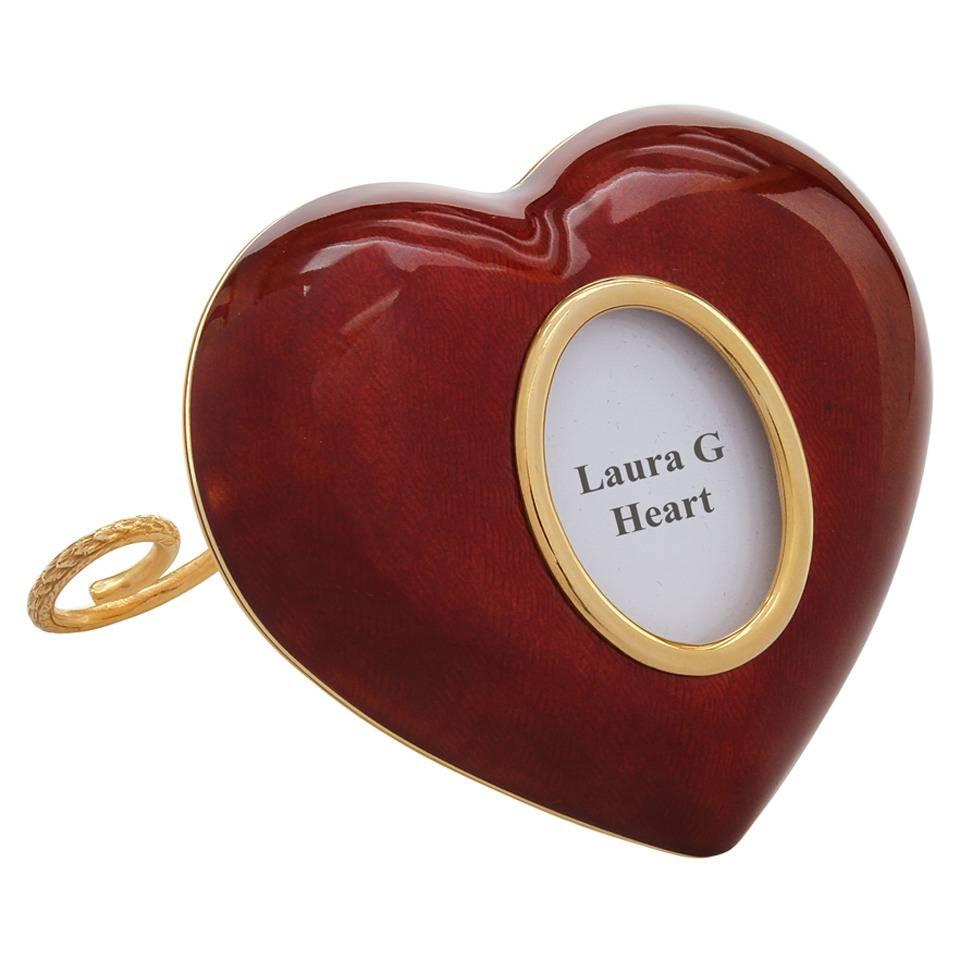  Italian Photo Frame in  Silver , Laura G Heart ruby.  For Sale