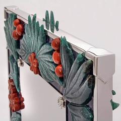 Boho Large Silver Flower Luxury Photo Frame Natural Stones, Peace