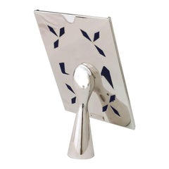 Italian Art Deco Large Silver Picture Frame with Blue Enamels, Patience Blue Italian Art Deco Large Silver Picture Frame with Blue Enamels, Patience Blue