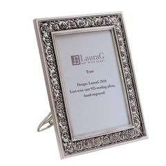 Arts and Crafts Italian  Silver Handmade Picture Frame, Trust 