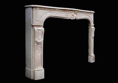 Large and Impressive 18th Century French Louis XV Limestone Fireplace