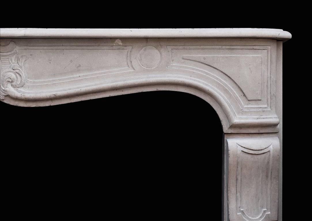 19th Century French Louis XV Style Limestone Fireplace In Good Condition In London, GB