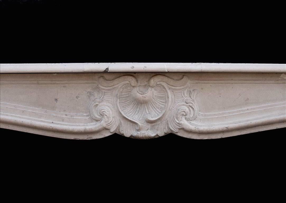 19th Century French Louis XV Style Limestone Fireplace 1