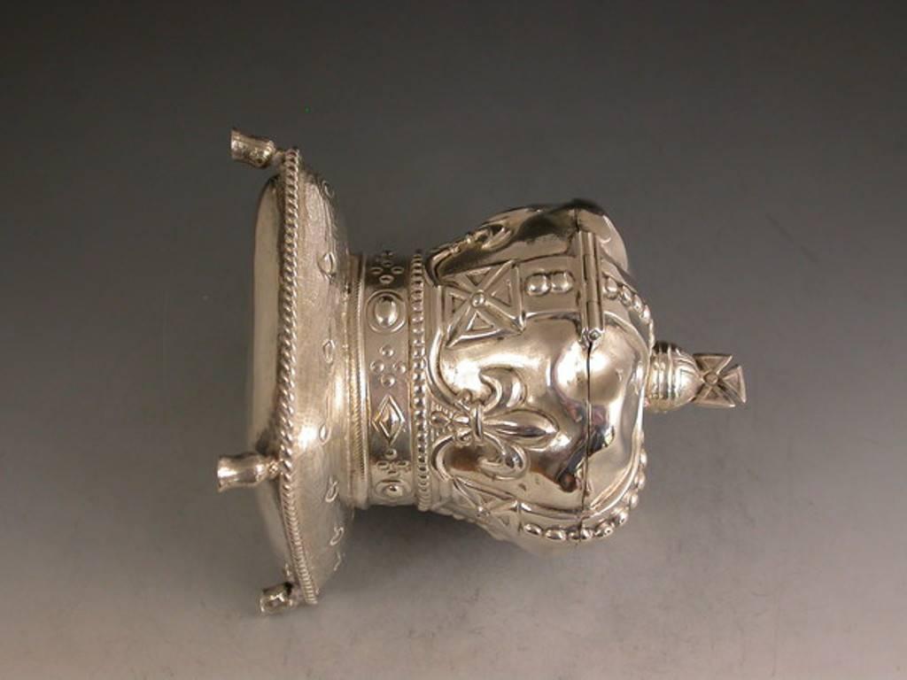 Edward VII Novelty Silver Coronation Crown Inkwell 1