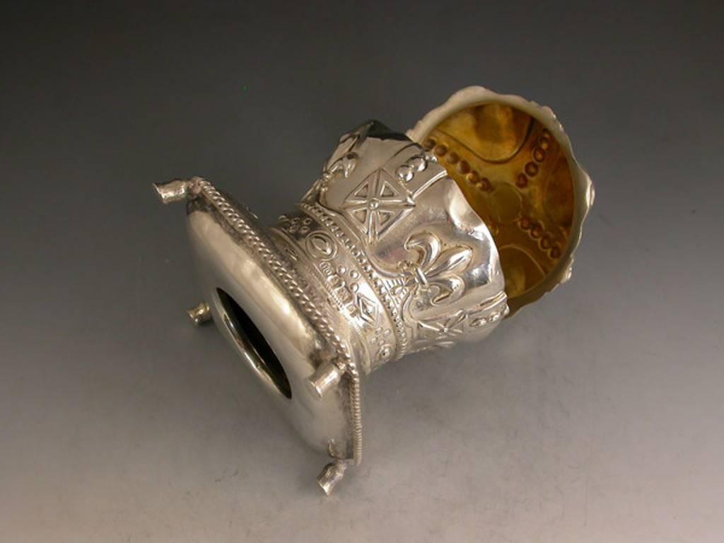 Early 20th Century Edward VII Novelty Silver Coronation Crown Inkwell