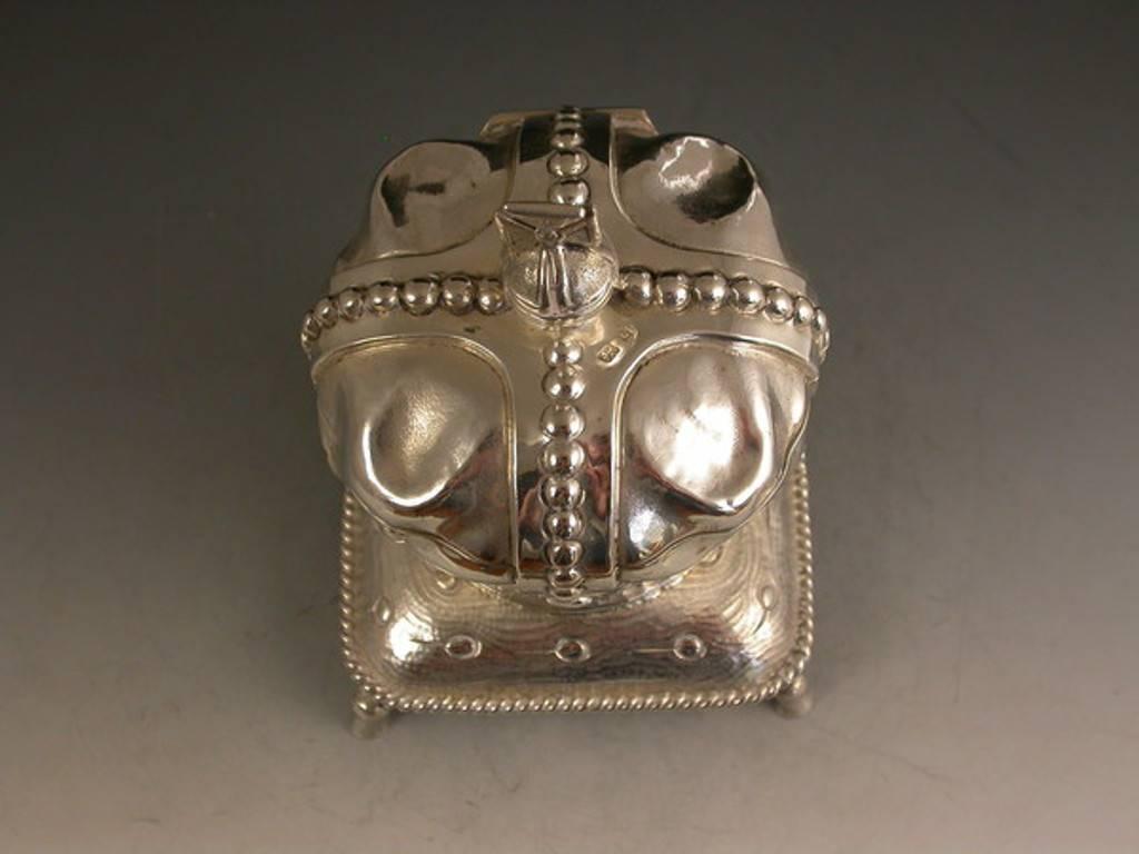 Edward VII Novelty Silver Coronation Crown Inkwell In Good Condition In Sittingbourne, Kent