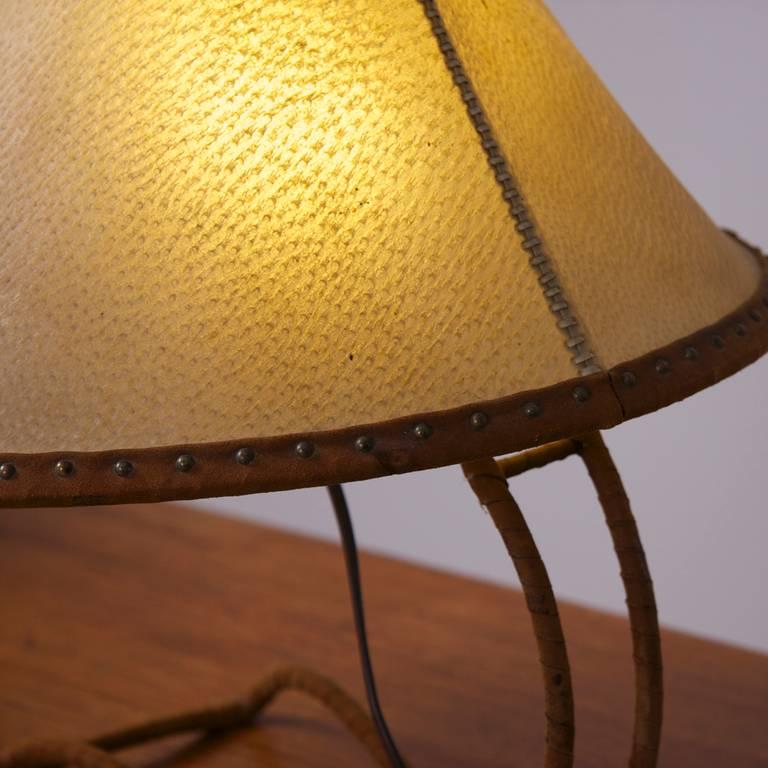 1940s Leather Shade Table Lamp, Austria In Good Condition In Berlin, DE